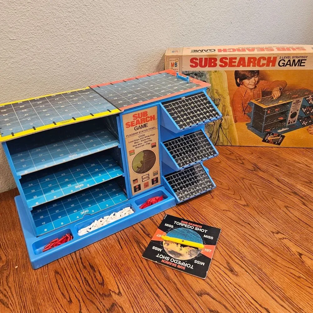 Vintage 1973 Milton Bradley Sub Search 3 Level Board Game 3D battleship HTF